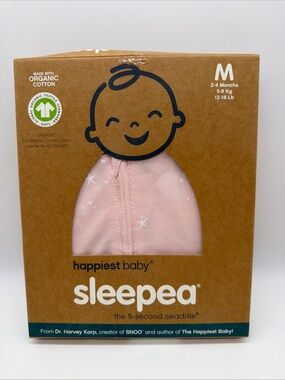 New Sleepea Happiest Baby SACK Pink Stars size Medium 2-4 Months